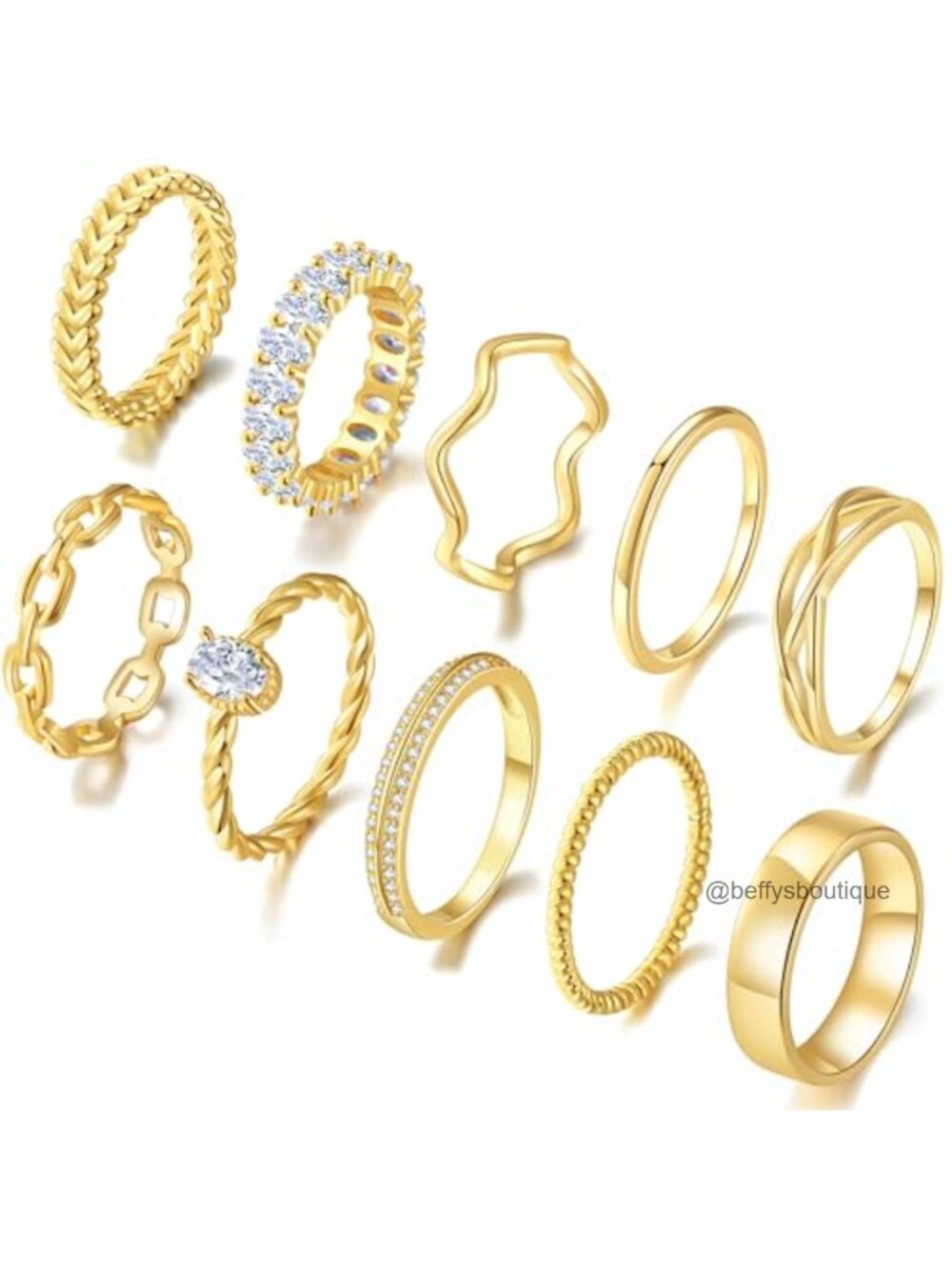 14K Gold Plated Stackable Rings Set for Women Wedding Bands Eternity Dainty